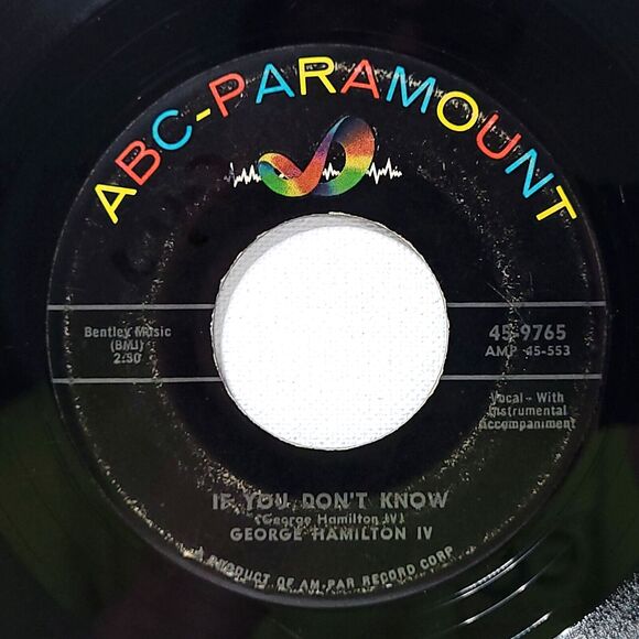George Hamilton IV ‎45 A Rose And A Baby Ruth / If You Don't Know VG- Rock - Picture 2 of 2